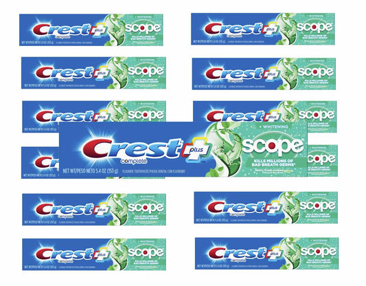 Crest + Scope Complete Whitening Toothpaste Minty Fresh Mint 5.4 Oz- Pack 12